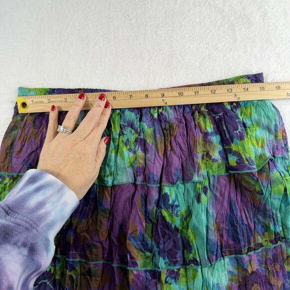 Vtg Y2K XL Maxi Skirt Tiered Gauze Boho Cotton Cottagecore Floral Prairie Gypsy - Picture 6 of 9